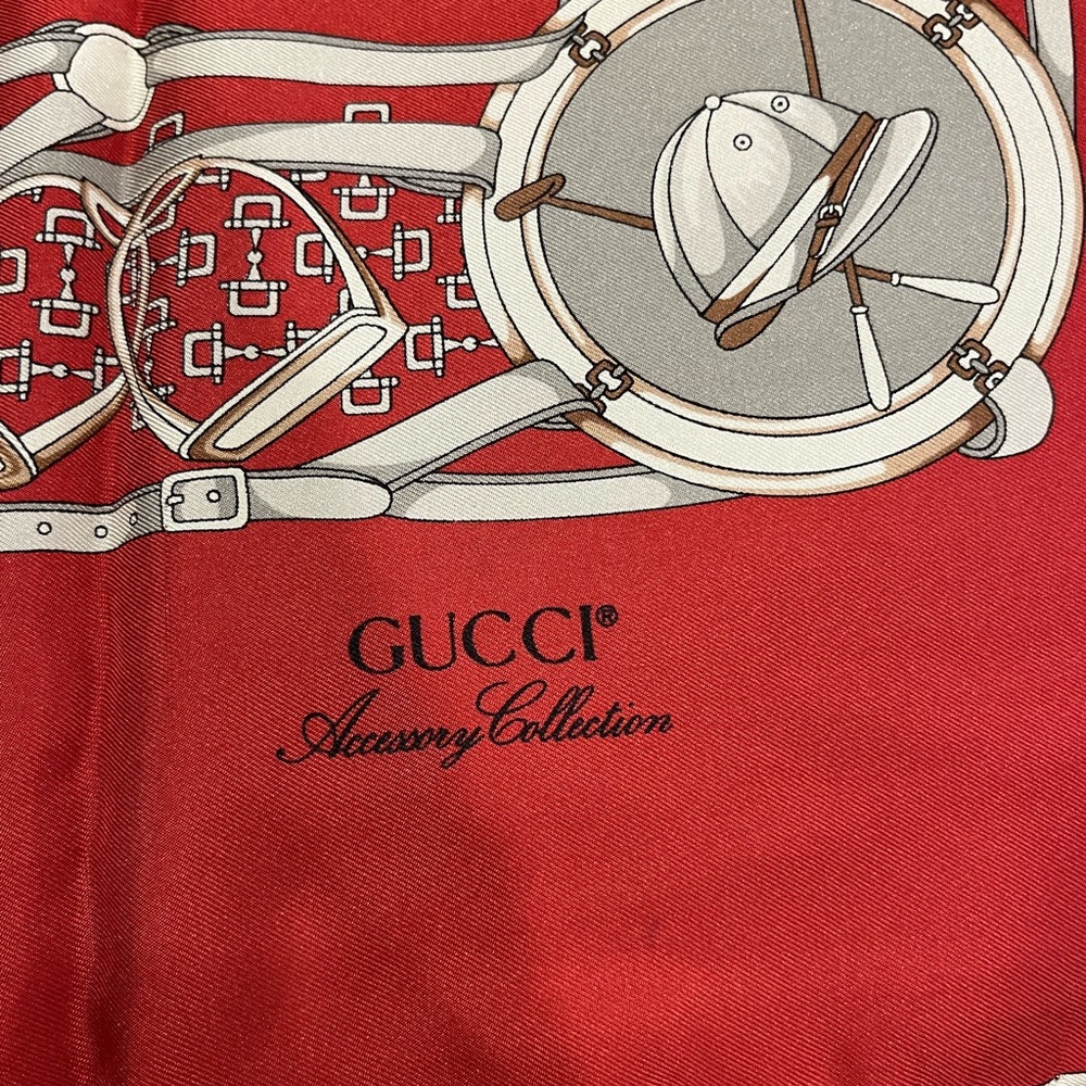 Gucci Red Anniversary Silk Equestrian Scarf - Picture 3 of 5